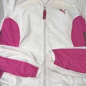 Puma White and Pink Puffer Jacket Lightweight Design